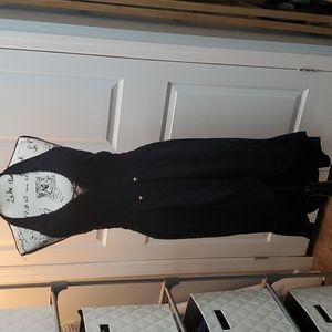 High-low halter black smocked dress